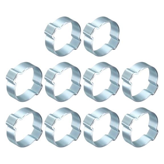 10Pcs Galvanized Steel Double Ear Hose Clamps, Adjustable 29.3-34mm Heavy Duty O Clip Crimp Rings, Zinc-Plated Two Ears Cinch Rings Crimp Pinch Fitting for Automotive, Tubing, Fuel