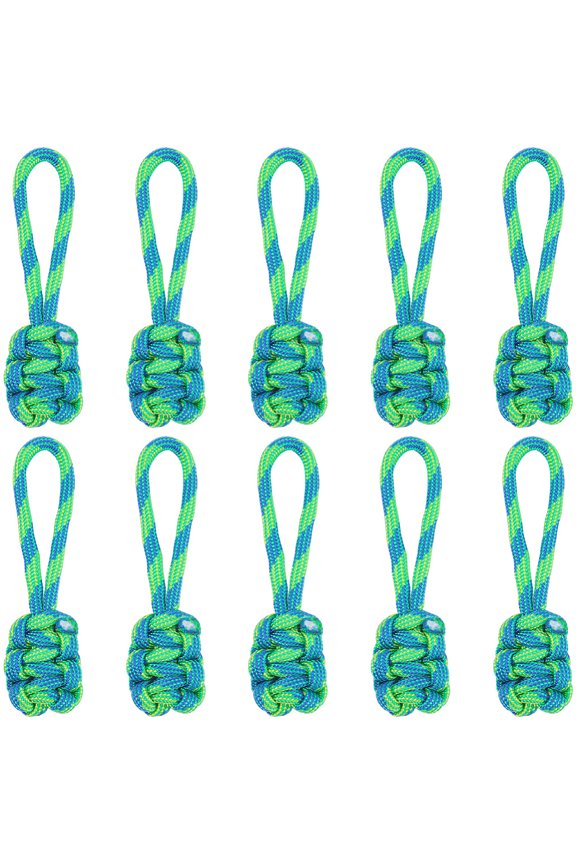 10Pcs Garment Accessories Polyester Zipper Puller Strap Green 75mm