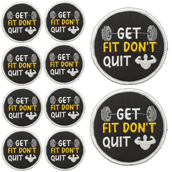 10Pcs Get Fit Don't Quit Gym Fitness Weightlifting Motivational Embroidered Patch with hook and loop backing, Workout Bodybuilding Applique Badge for Vests,Jackets, Backpacks,and Clothing