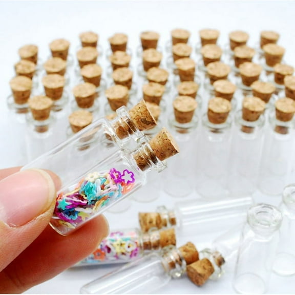 10Pcs Glass Bottle, Gemstone Wishing Bottles Tumbled Crystal Cork Bottle For Making Home Decoration Gifts