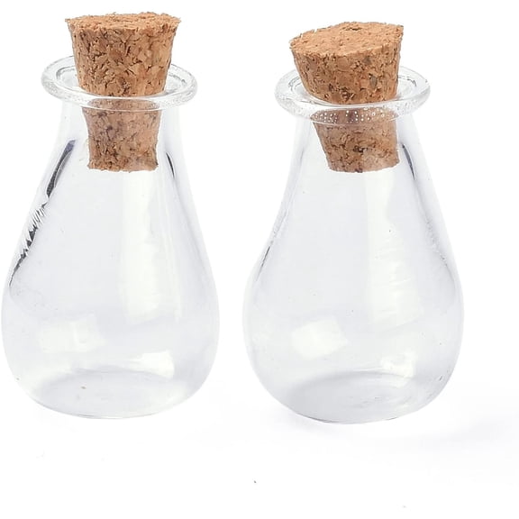 10Pcs Glass Cork Bottles Ornament Glass Empty Wishing Bottles DIY Vials for Pendant Decorations Clear Empty Storage Jars Container for DIY Crafts Wedding Gifts Party Favors 1.55x2.8cm 10pcs