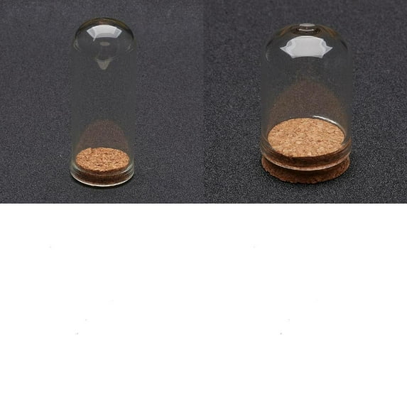 10Pcs Glass Dome Cloche Cover Bell Jar with Cork Base For Doll House Container Dried Flower Display Decoration Clear 36.5~71.5x22~28mm 5pcs/style