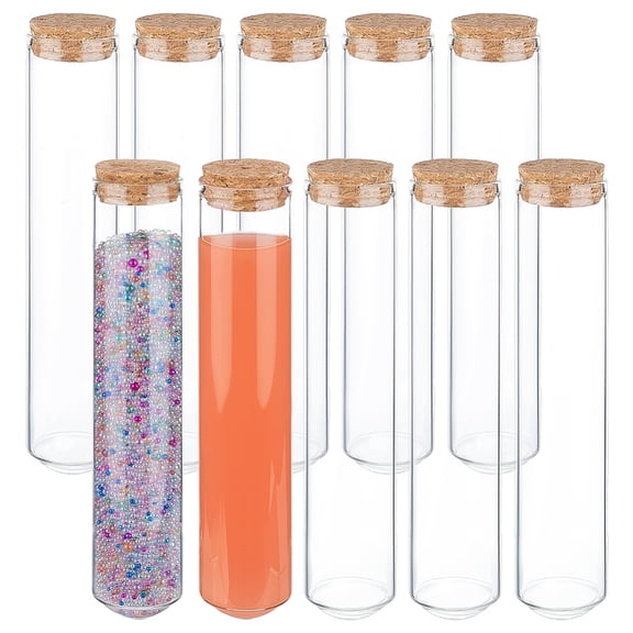 10Pcs Glass Tubes with Cork Stopper Lab Supplies Clear 15.9x3cm Capacity: 80ml(2.71fl. oz)