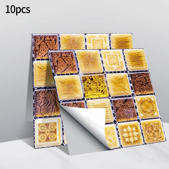 10Pcs Glitter Wall Tiles Kitchen Wall Tiles Bathroom Mosaic Sticker Backsplash Tiles Flexible & Humidity For Kitchen Island Wall