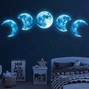 Neasyth 10Pcs Glow in The Dark Moon Wall Decals Large Luminous Space Moon Phases Wall Sticker for Kids Bedroom Nursery