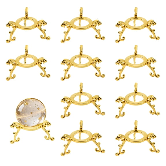 10Pcs Gold Crystal Ball Stands, Gold Sphere Display Holder for 40mm-80mm Crystal Balls, Glass & Natural Stone Display Stand, Decorative Rock Organizer