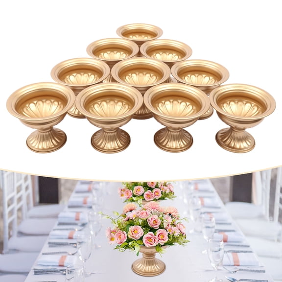 10Pcs Gold Metal Candle Holders 4.72" Tall Stand Flowers Vase Candlestick Flower Arrangement Candelabra Candle Holder Stand Set for Wedding Party Event Restaurant Hotel Decoration