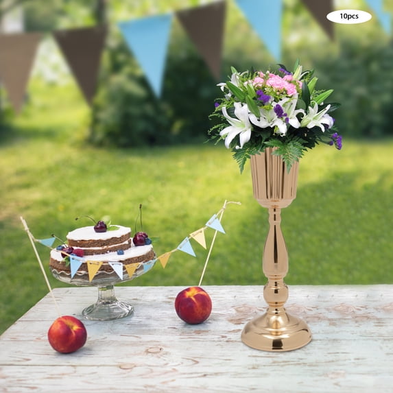 10Pcs Gold Vase Centerpiece Table Decorations-Metal Tabletop Flower Stand, Wedding Decorations for Birthday