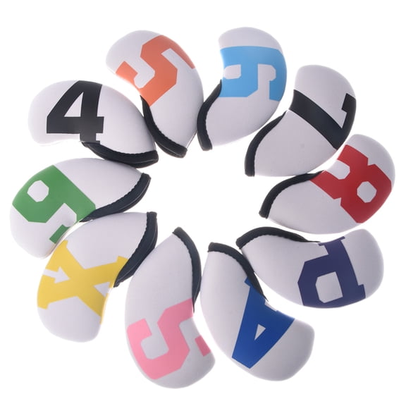 10Pcs Golf Head Headcovers Set, Neoprene Golf Iron Head Covers Golf Covers Set with Big Numbers for Golf Club Head