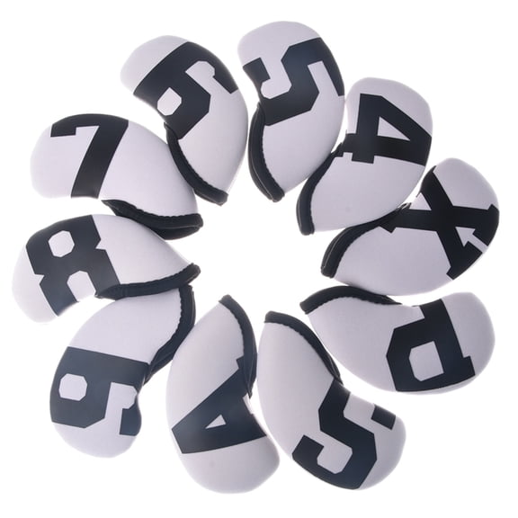 10Pcs Golf Head Headcovers Set, Neoprene Golf Iron Head Covers Golf Wedge Covers
