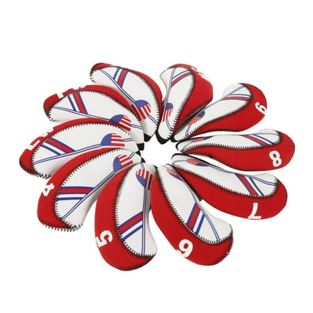 10Pcs Golf Iron Covers Set Golf Club Head Most Irons Golf,,,7,8,9,AW,PW,LW,SW
