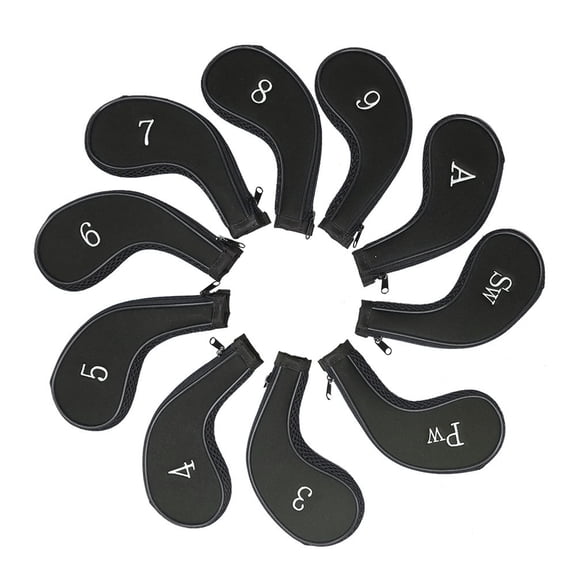 10Pcs Golf Iron Head Cover Mesh Fabric Golfs Club Headcover Waterproof Golf Putter Cover Set Fit Most Brand Golf Iron