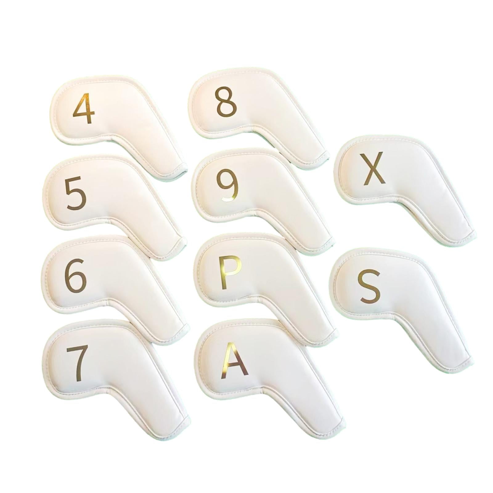 10Pcs Golf Iron Head Covers, Premium PU Leather Golf Club Covers, 49