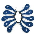 thumbnail image 1 of 10Pcs Golf Iron Headcover Set Golf Club Head Cover Protector Sleeve for Training Blue and White, 1 of 8
