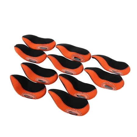 10Pcs Golf Irons Head Cover Set Scratch Protection Sleeve Water Resistant Wedges Fairway Woods Headcovers for Golfer Gift Fairway Woods black and orange