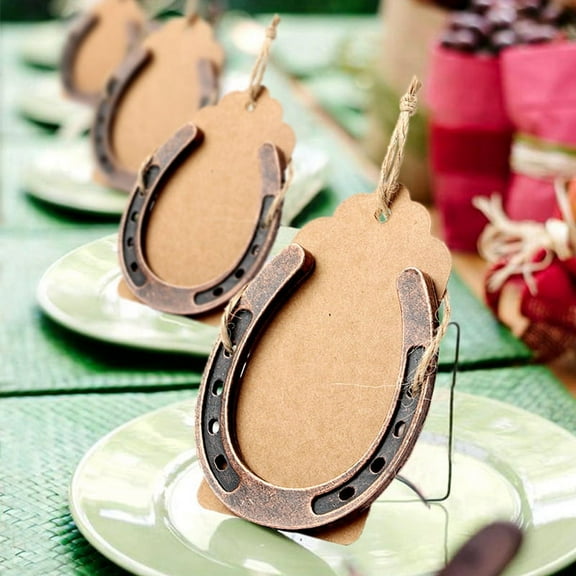 ckepdyeh 10Pcs Good Lucky Horseshoe Card Wedding Favors with Kraft Tags Rustic Horseshoe Gifts for Vintage Wedding Decor
