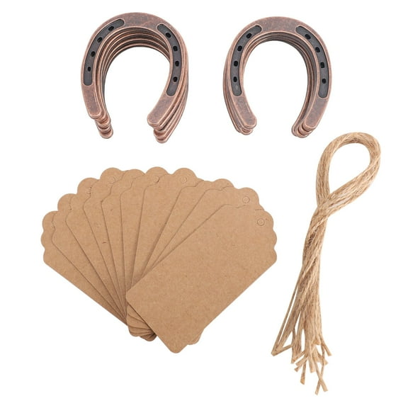 10Pcs Good Lucky Horseshoe Wedding Favors with Kraft Tags Rustic Horseshoe Gifts for Vintage Wedding Decorations