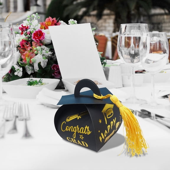 10Pcs Graduation Cap Gift Box, Graduation Party Favors Candy Boxes, Graduation Candy Boxes Treat Box with Tassel, Table Centerpieces Class of 2025 Grad Decorations