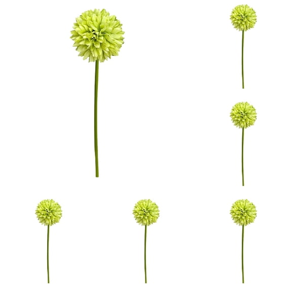10Pcs Green Artificial Chrysanthemums Fake Silk Ball Flowers Mums Bouquets Arrangements Wedding Party Decor St Patricks Day Home Kitchen Garden Table DIY Floral Centerpieces (Green)