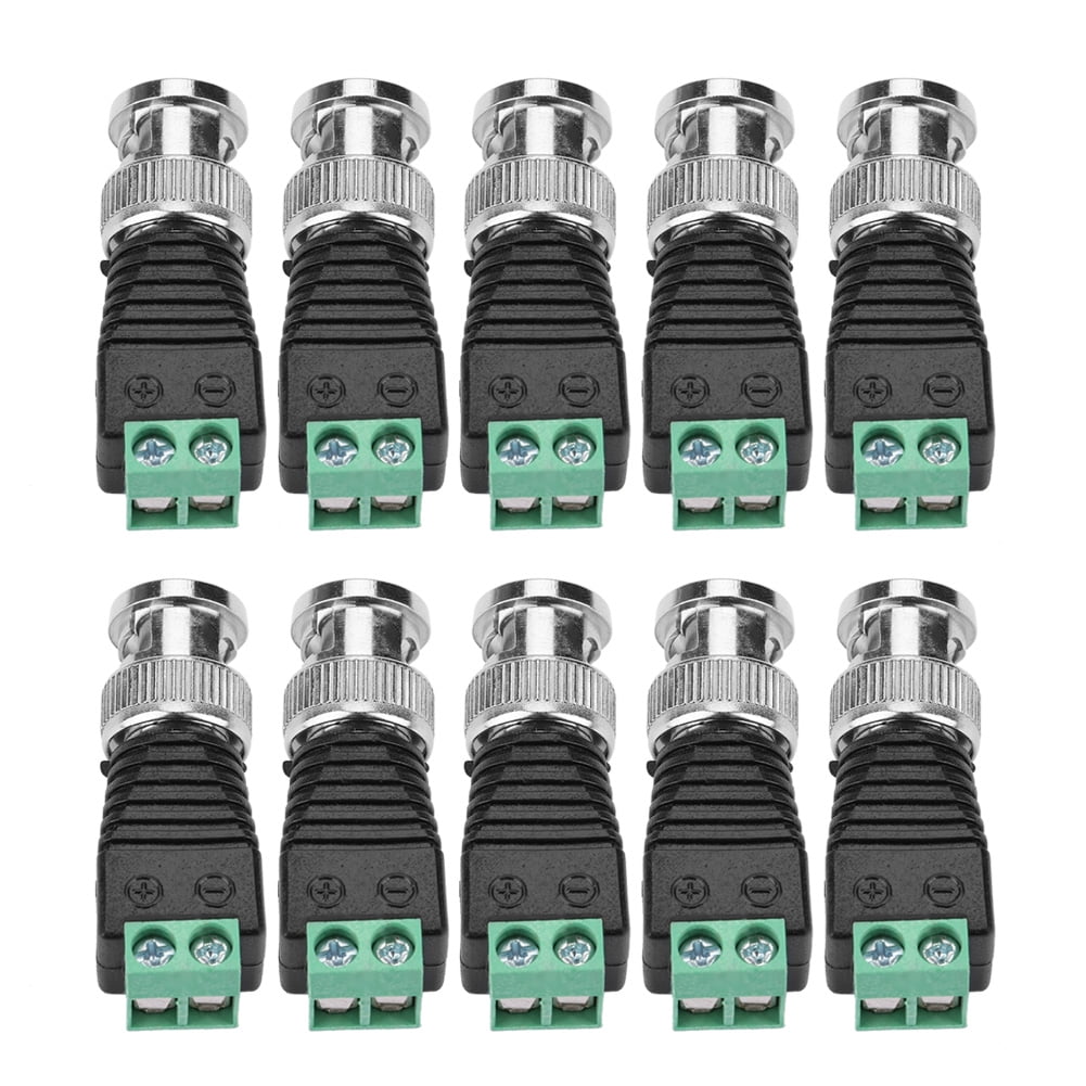 10Pcs Green Coaxial BNC Male Cable Connector Terminal Adapter For CCTV Video Balun Camera - Security Camera Coax Connector Kit