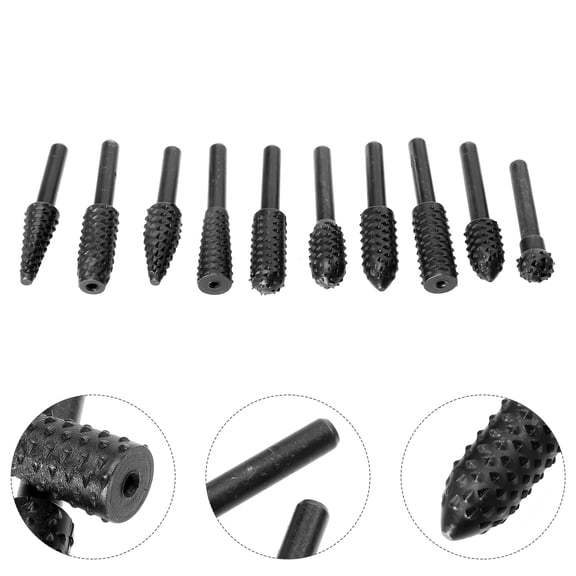 LITINKIMI Woodworking Files Rotary File for Grinding Black Cemented Carbide 10pcs