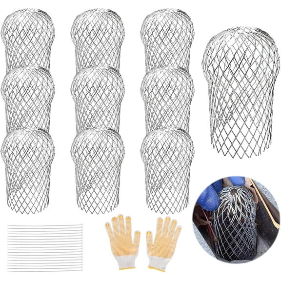 10Pcs Gutter Downspout Guards 3.5 Inch Aluminum Leaf Filter Strainer Expandable Gutter Downspout Protector for Preventing Blockage Leaves Debris