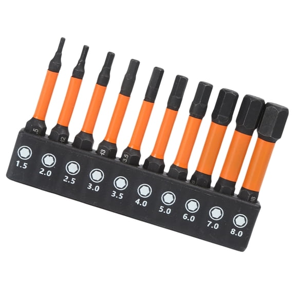 10Pcs H1.5-H8 Hexagon Allen Wrenches Drill Bit Set Allen Screwdriver Bit Hexagon Screwdriver Bit Set 1/4inch Mainten