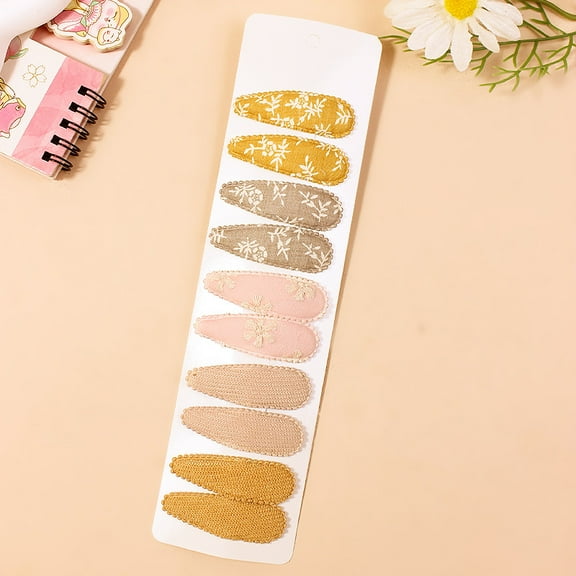 10Pcs Hair Clips Girl Hair Bows Clips Floral Print Non Slip Wrapped Snap Hairpins Flower Clips for Hair Barrettes Hair Accessories