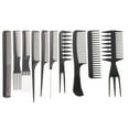 thumbnail image 1 of 10Pcs Hairdressing Combs Set Pro Barbers Brush Combs Flat Comb Plastic Black, 1 of 6