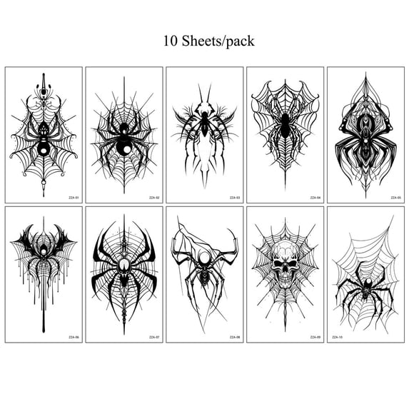 10Pcs Halloween Fake For Women Men Disposable Waterproof Spider Temporary For Halloween Body Makeup Sticker