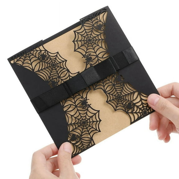 10Pcs Halloween Invitations Card Hollow Horror Invitations Cards Spiderweb Design Car xc4520