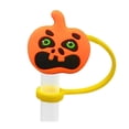 thumbnail image 1 of 10Pcs Halloween Pumpkin Silicone Straw Toppers, Reusable Straw Covers with Cute Face Designs, Dustproof Drink Accessories for Tumblers Cups, Party Favors Decorations, 1 of 8