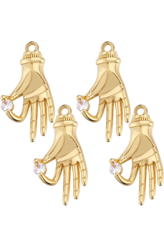10Pcs Hand Charms Brass Cubic Zirconia Palm Charms with Hole for Bracelets DIY Jewelry Findings WhiteDIY
