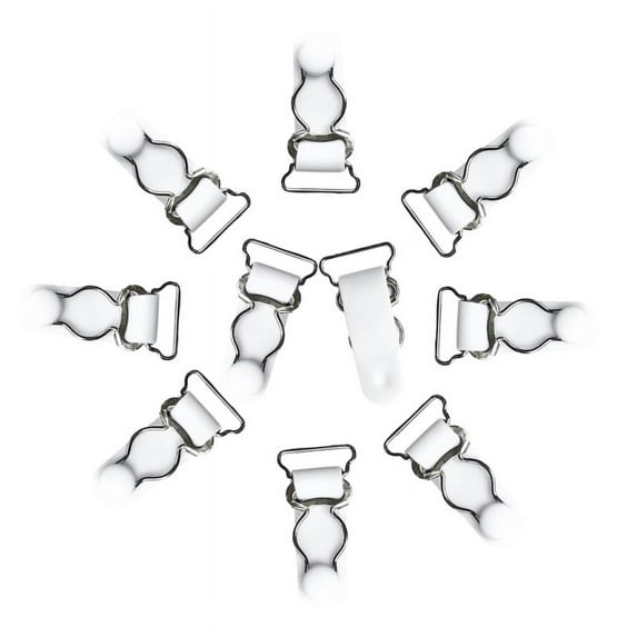 10Pcs Handmade Adjustable Women Garter Straps Thigh High Stockings Belt Clips - White, 20mm