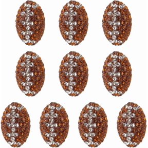 10Pcs Handmade Polymer Clay Rhinestone Beads Oval Topaz 15~15.5x10.5mm Hole: 1.5mm Craft Supplies