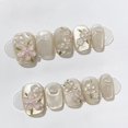 10Pcs Handmade Press On Nails Short Cute Flower Butterfly Design Full
