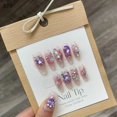 thumbnail image 1 of 10Pcs Handmade Press on Nails Long Ballet Blue Fake Nails with 3D Ocean Moon Rhinestone Design False Nails Full Cover Nail Tips, 1 of 6
