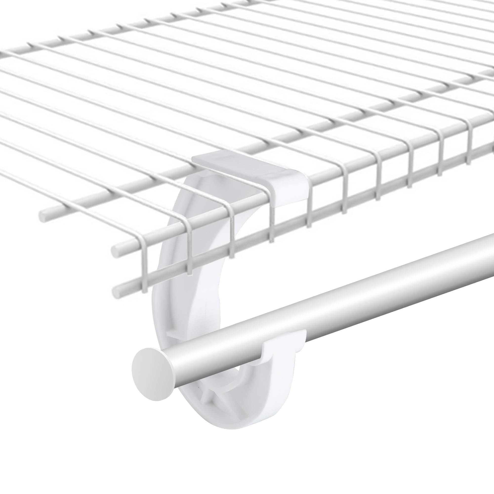 10Pcs Hanging Closet Rod Support - 3/4" J-Shaped Shelf Rod Holder, Sturdy Closet Brackets for Hanging Clothes, Cabinets, Curtain