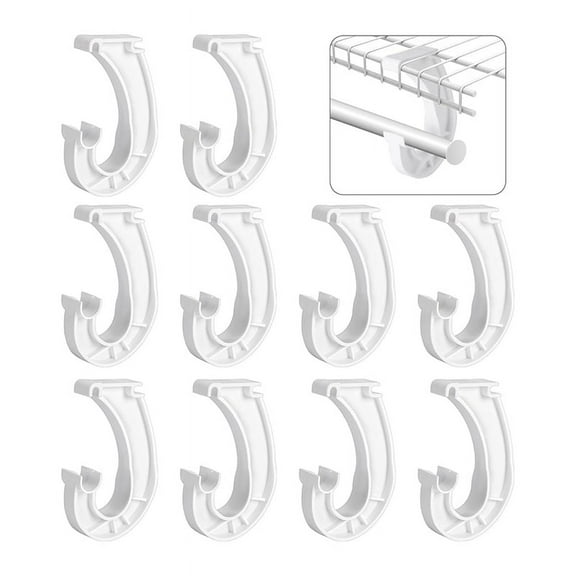 10Pcs Hanging Closet Rod Support,Closet Shelf Rod Holder,J-Shaped Closet Brackets for Hanging Clothes,Cabinets Storage