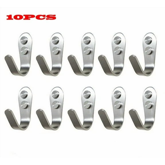 10Pcs Hanging Metal Single Hook Clothes Hat Coat Robe Wall Door Hangers Hooks Us