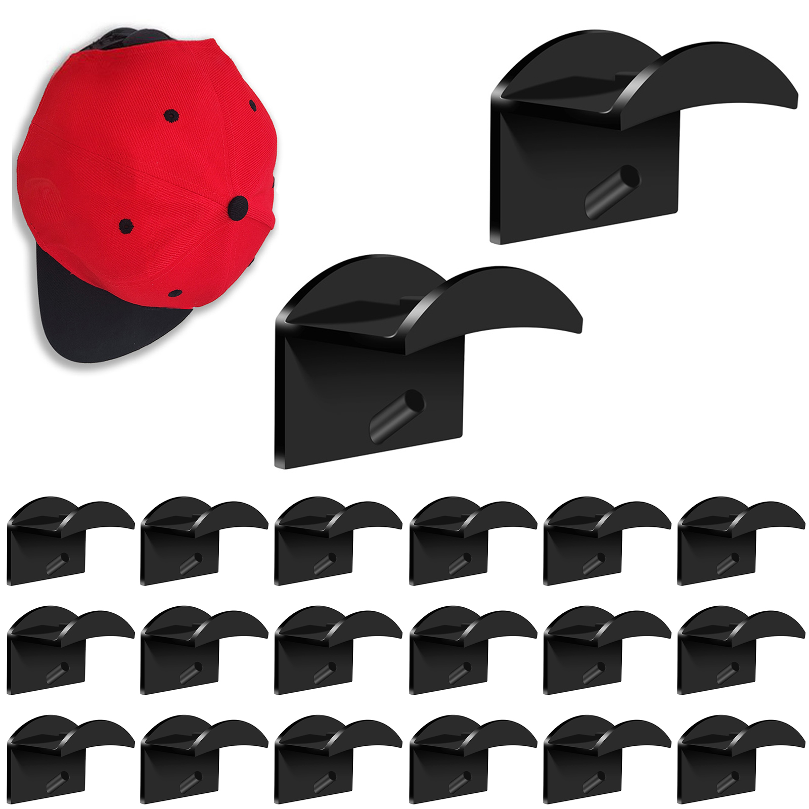 10Pcs Hat Hooks for Wall Adhesive Baseball Hat Rack No Drilling Hat
