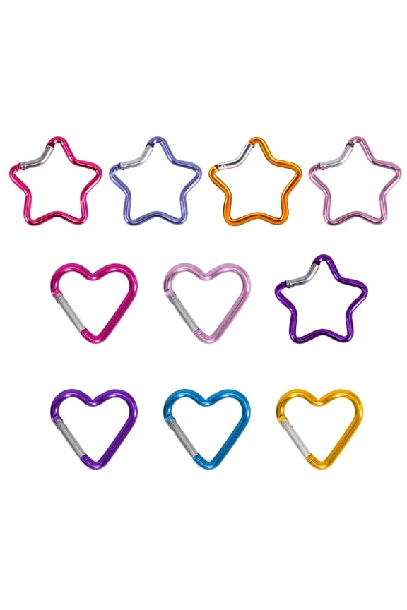 10Pcs Heart Star Spring Snap Clip Metal Keychains Buckle Backpacks Carabiner Dog Chain Buckle Connectors AntiRust