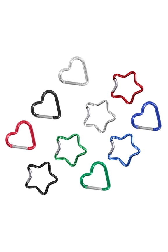 10Pcs Heart Star Spring Snapping Clip Metal Keychains Buckle Backpacks Carabiner Dog Chain Buckle Connectors AntiRust