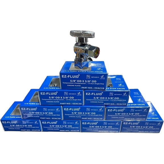 10Pcs Heavy Duty Angle Stop Valve,1/2" Nominal (5/8" OD) Compression x 3/8"OD Outlet,1/4 Turn Water Shut Off Valves,Metal Handle Angle Valve For Water Pipes,For Sink,Toilet,Faucet Valve