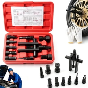 10Pcs Heavy Duty Blind Hole Bearing Puller Tool Set, 8-25mm Internal Bearing Extractor with Slide Hammer, Wheel Hub Removal Kit for Motorcycle, Bicycle and Automotive Repair (Red)