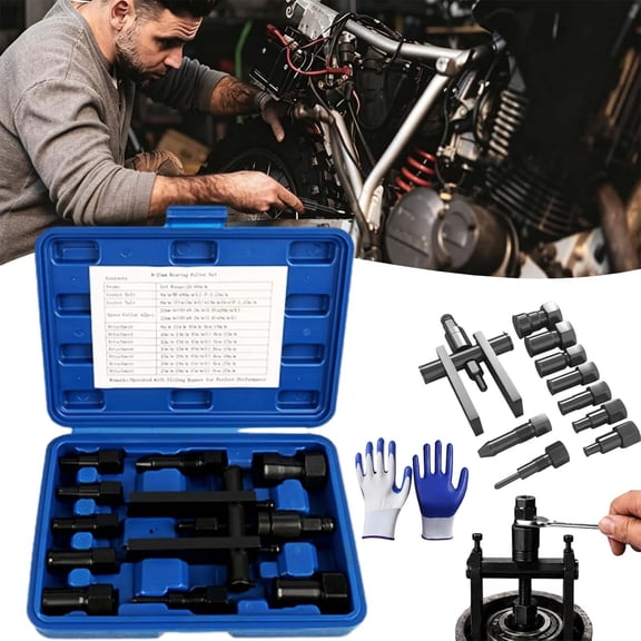 10Pcs Heavy Duty Blind Hole Bearing Puller Tool Set,8-25mm Motorcycle Inner Extractor Kit with Portable Storage Case,Internal Extractor Puller Kit for Motorcycle Bicycle Repair,Easy to Use (1 PC * B)