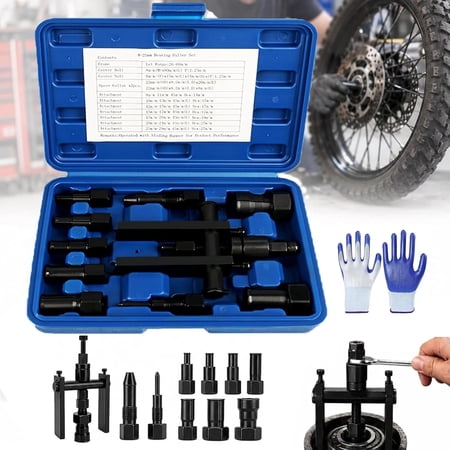 10Pcs Heavy Duty Blind Hole Bearing Puller Tool Set, Internal Bearing Removal Kit with Slide Hammer, Split Collet Extractor Tools, 8-25mm Split Collet Extractors for Motorcycle Bicycle (Bule)