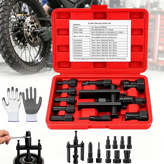 10Pcs Heavy Duty Blind Hole Bearing Puller Tool Set, Internal Extractor with Slide Hammer, Expandable Collets 8-32MM for Auto Motorcycle Wheel Bearing Removal Tool (Red)