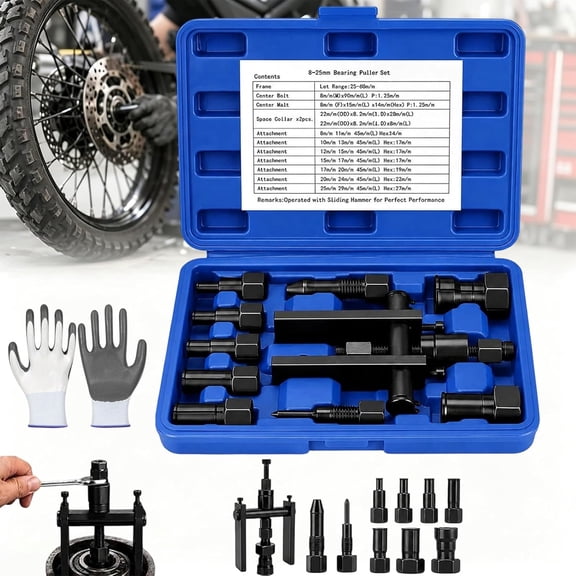 10Pcs Heavy Duty Blind Hole Bearing Puller Tool Set, Internal Extractor with Slide Hammer, Expandable Collets 8-32MM for Auto Motorcycle Wheel Bearing Removal Tool (Blue)