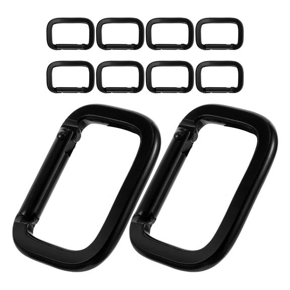 10Pcs Heavy Duty D Rings Black Carabiner Clip For Hiking Climbing Camping